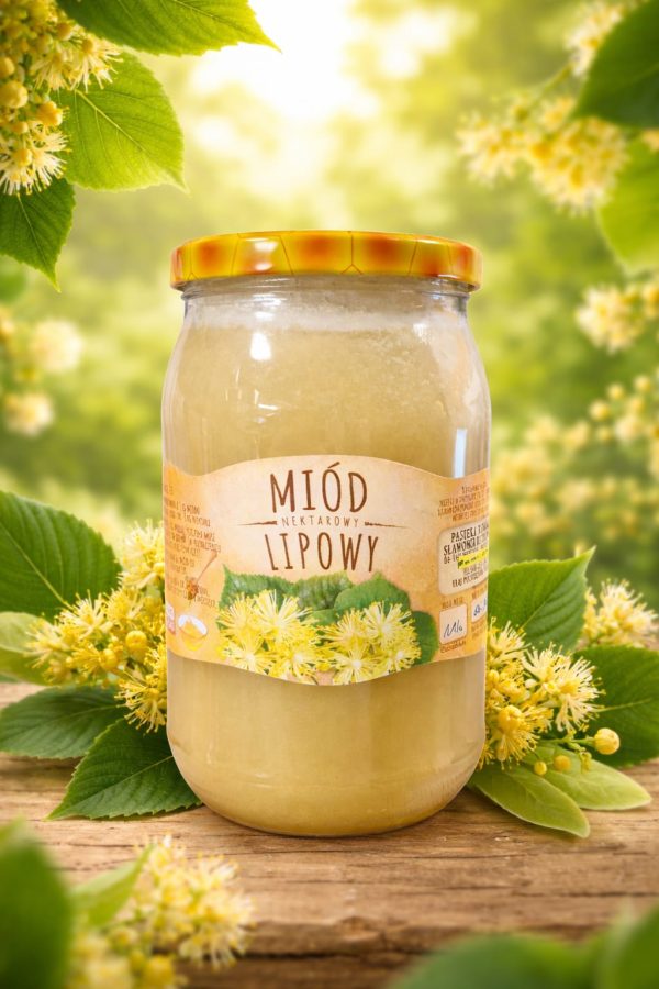 Miód lipowy naturalny w słoiku — Pasieka Robinia