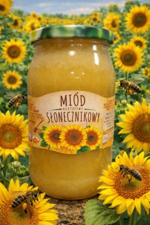 Miód słonecznikowy naturalny w słoiku — Pasieka Robinia