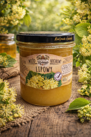 lipowy kremowany Słoik miodu lipowego z etykietą