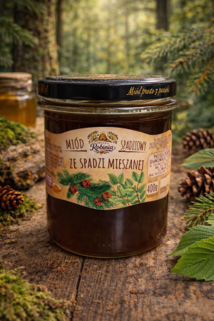 spadz mieszana Słoik miodu ze spadzi mieszanej